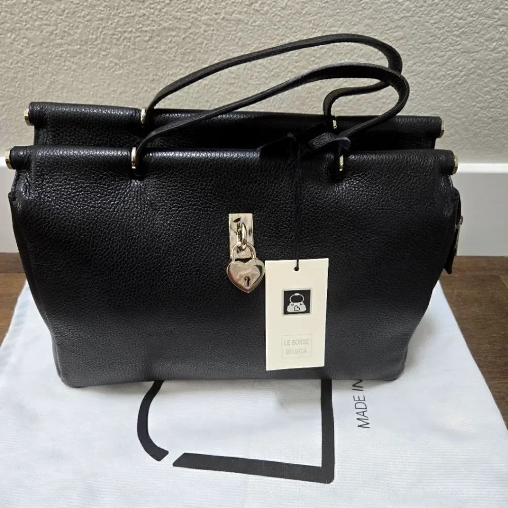 Le Borse Di Giulia Black Leather Handbag Bag